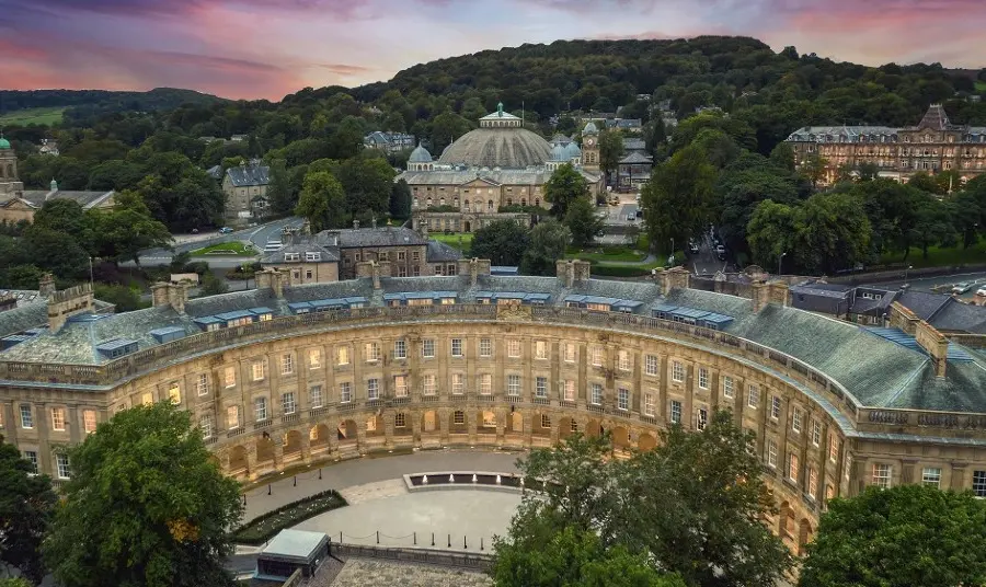 Buxton Crescent & Spa Large building seen from above