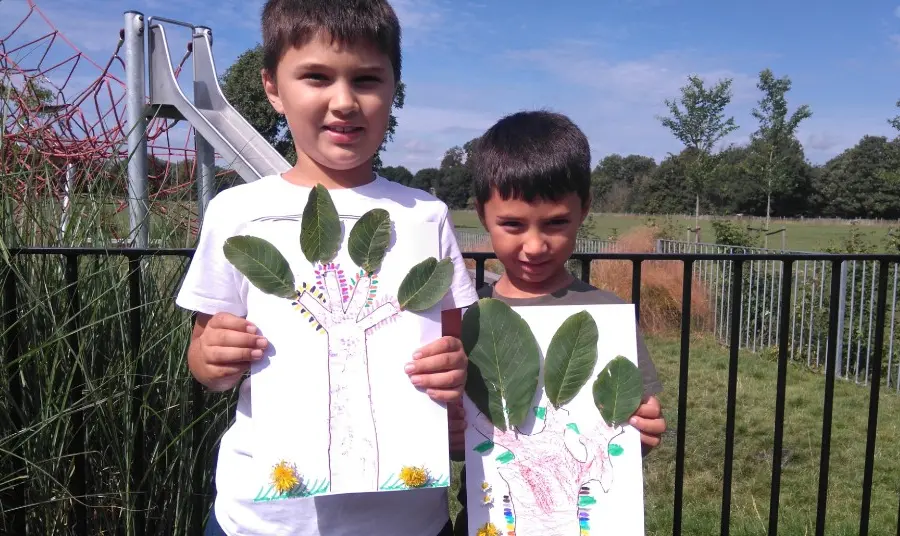 Beddington Park and The Grange Garden Children with leaf art
