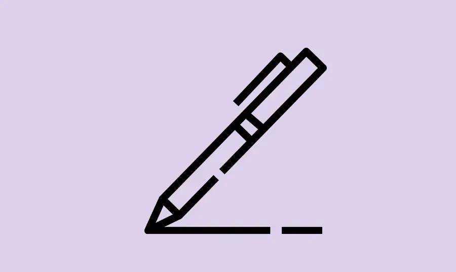 A simple line drawing of a pen
