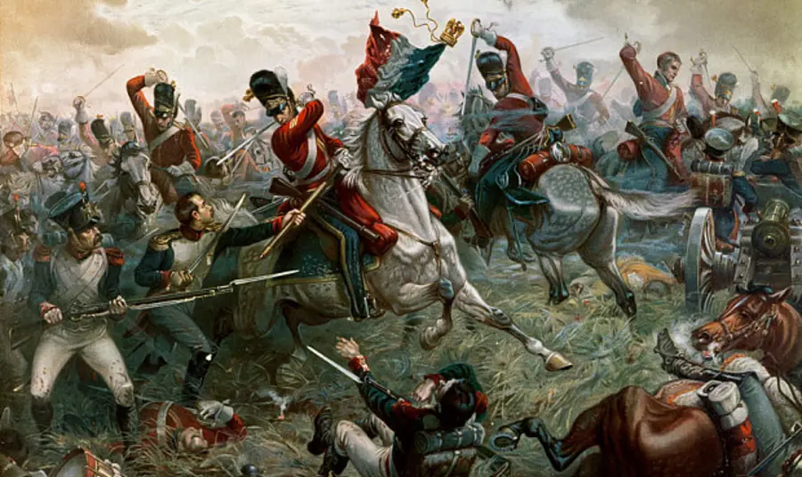 Painting depicting the Battle of Waterloo