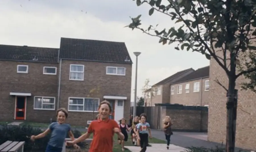 Forty Years On Children running on a Peterborough estate