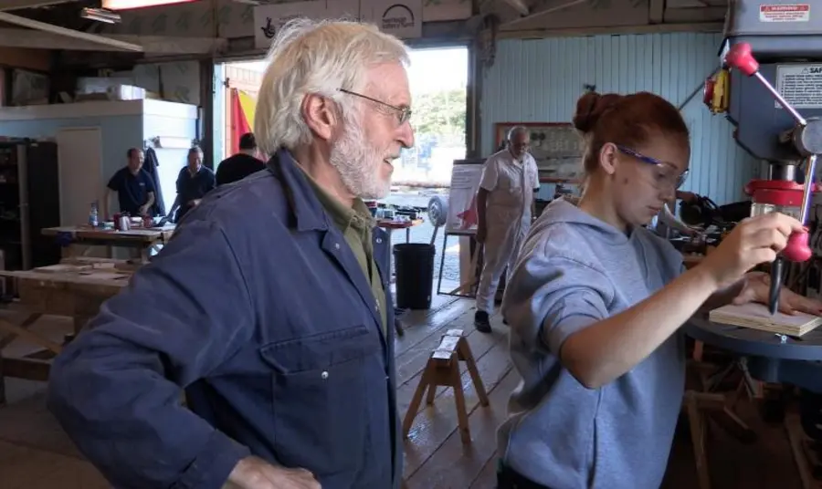 Blyth's Ship Building Heritage A man teaches a young woman
