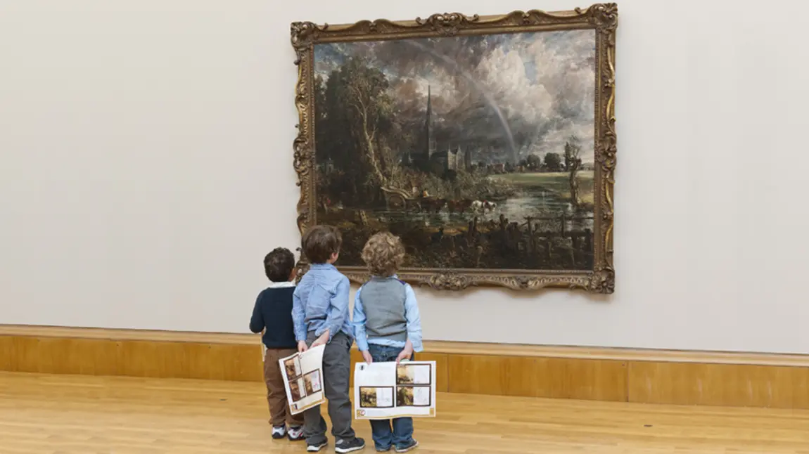 25 years of funding for the UK's incredible heritage Three children look at Constable painting