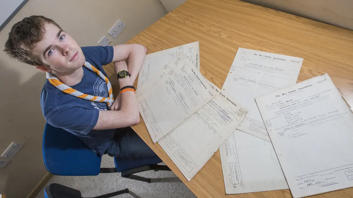 Morgan gets stuck into the archives Morgan Taylor with archive papers