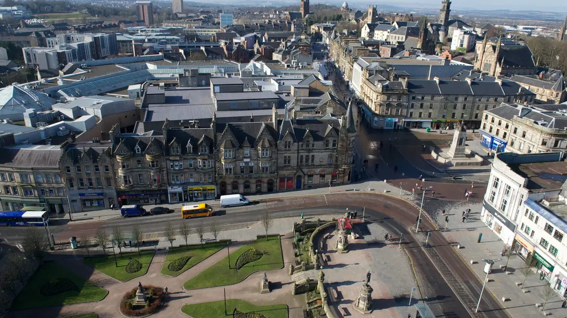 Aerial view of Paisley town centre Aerial view of Paisley town centre